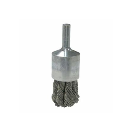 Weiler Vortec Pro Stem Mtd Knot Wire End Brushes, Carbon, 3/4 in Dia, .02 Wire 804-36050