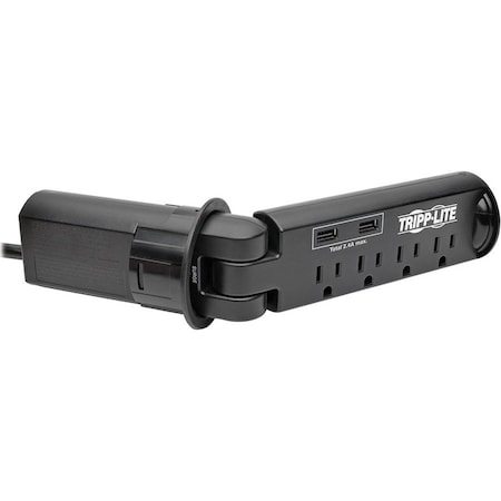 Tripp Lite Power Strip, Surge, USB, 5-15R, 5-15P, 6 ft., Black TLP410DMUSB
