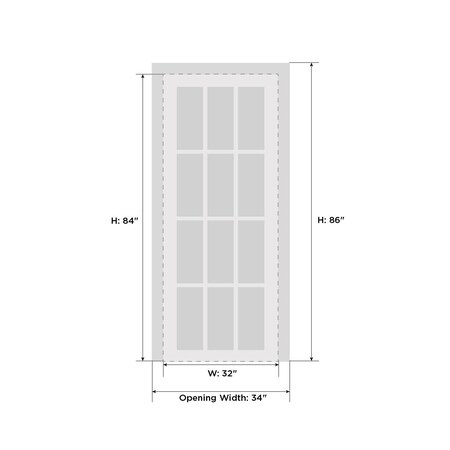 Sartodoors Solid French Door Frosted Glass White 32x84 Solid Core Modern Interior QUADRO4266ID-WS-3284