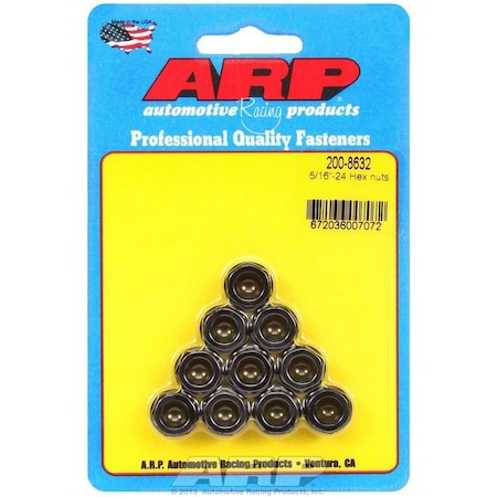 Arp 200-8632 0.31-24 in. Chromoly Black Oxide Hex Nut Kit, 10PK ARP200-8632