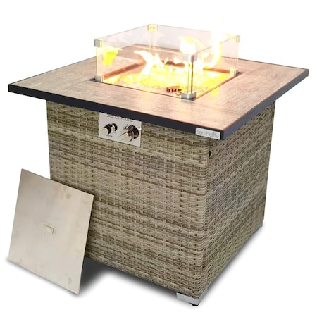 Serenelife Propane Fire Pit Table, 50000 BTU CSA/ETL Certified Safe Gas Table with Sturdy Wicker Base SLFPX45