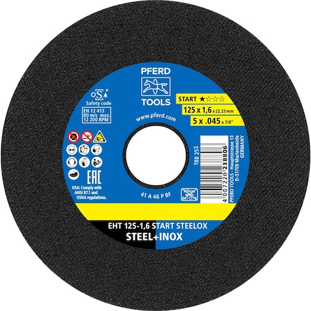 Pferd Cut-Off Wheel, T1, 5 in Dia, 0.045 in Thick, Aluminum oxide 63901
