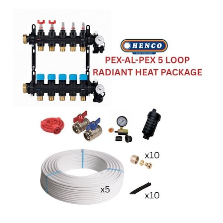 Henco Infloor radiant heating set - PEX-AL-PEX + composite manifold - 1140 - 1425 sqft 806366