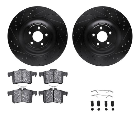 Dynamic Friction Co DFC Rotors-Drilled & Slotted-Black w/ EURO 5000 Ceramic Brake Pads Incl Hdw 8612-20020
