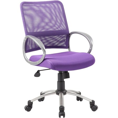 Boss Office Products Boss Mesh Back Office Chair with Arms - Fabric - Mid Back - Purple B6416-PR