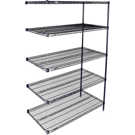 Global Industrial Nexel 5 Shelf, Nexelon Blue Wire Shelving Unit, Add On, 24"W x 14"D x 74"H B3151540