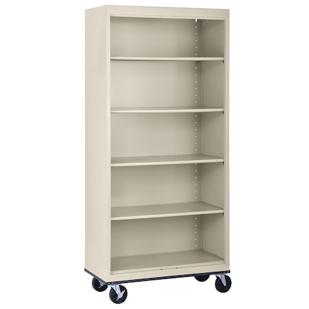 Sandusky Lee Mobile Welded Steel Bookcase, 36x18x72, Putty BM40361872-07