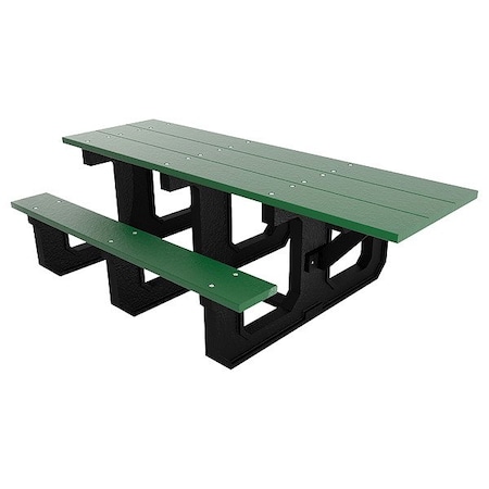 Ultrasite Rectangle Picnic Table, Green, Vandal Resistant Resinwood, 90 in L, 29-3/4 in H Overall Plank PB 6GREPARKPADA