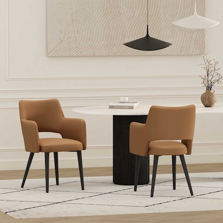 Manhattan Comfort Tremont Dining Arm Chair in Saddle - Set of 2 2-DC104AR-SD