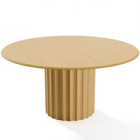 Homeroots 60" Brown Solid Wood Pedestal Base Round Top Dining Table 721005