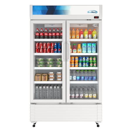 Koolmore 47 in. Commercial 2-Glass Door Merchandiser Refrigerator, 29 cu. ft. in White KM-MDR-2GD-47 KM-MDR-2GD-47