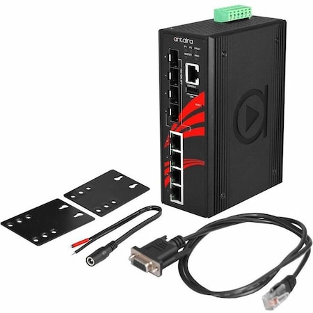 Antaira 8-Port Industrial PoE+ Gigabit Light Layer 3 Managed Ethernet Switch LMP-0804G-SFP-T
