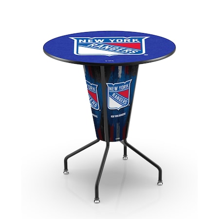 Holland Bar Stool Co Lighted 42" Black New York Rangers Pub Table L218B42NYRang36RNYRang