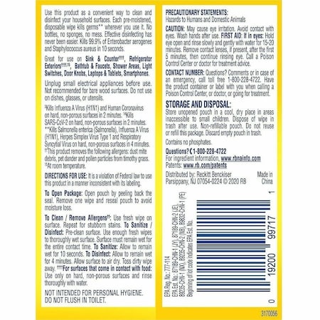 Lysol Disinfecting Wipes, 15 ct, Soft Pack, PK24 19200-99799