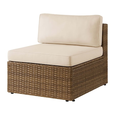 Alaterre Furniture Alaterre Montara Armless Outdoor Wicker Chair with Cream Cushions Tan Patio Furniture 80-OUTD-MONTARA-AL