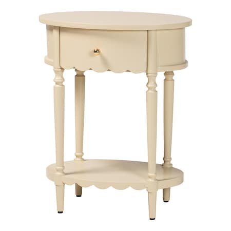 Bali & Pari Liba End Table with Scalloped Detailing and Open Shelf Storage 271-14795-ZORO