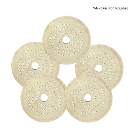 Renegade Products Usa Mini Buffing Wheels, 1/2" Arbor Hole, UBM Mini Buff Pack, 40-Ply, 1/2" Thick, 3 Inch, 5PK FCV3X40P60UBM-1/2AH-5PK