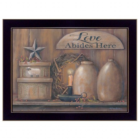 Homeroots Love Abides Here Shelf 1 Black Framed Print Wall Art 415859