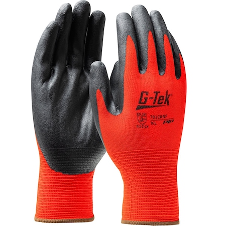 G-Tek Economy Seamless Knit Nylon Glove with Nitrile Coated Foam Grip on Palm & Fingers, 15 Gauge, 12PK 701CRNF/L