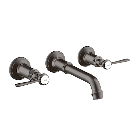 Axor Montreux Wall-Mounted Widespread Faucet Trim with Lever Handles, 1.2 GPM in Brushed Black Chrome 16534341