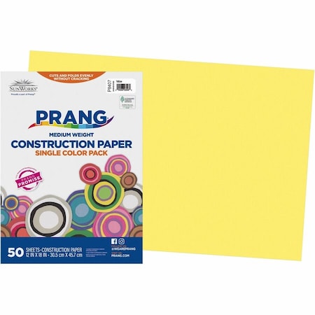Sunworks Construction Paper, Yellow, 50PK PAC8407