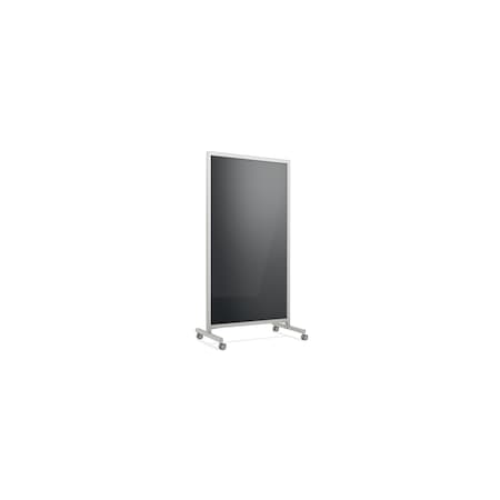 Ghent EZ Mobile Glassboard, Aluminum Frame, Non-Magnetic, 75''H x 38''W, Black EZ1NA7538BK