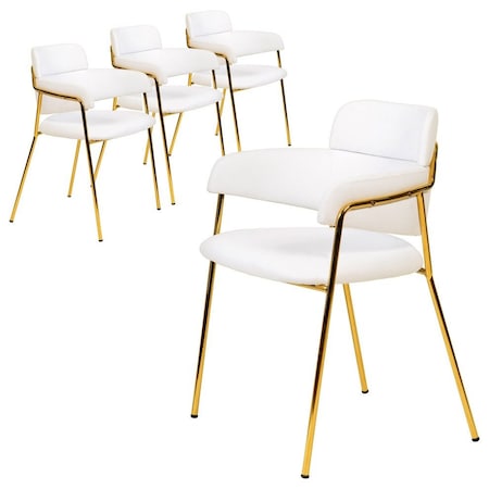 Leisuremod Axis Collection Modern Gold Dining Chair in White, 4PK ACG22W4