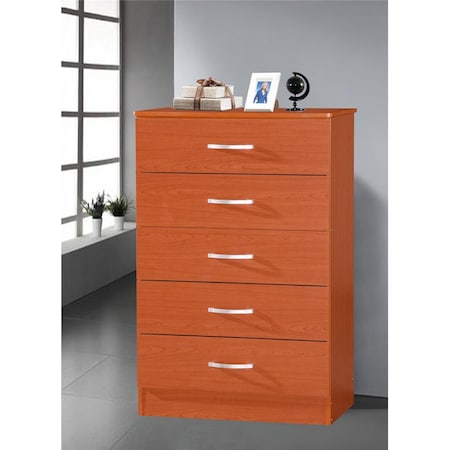 Hodedah 5 Drawer Chest Hi5Dr Cherry