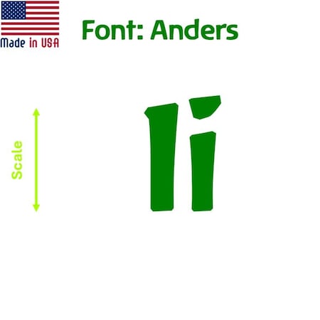 Aacc Self-Adhesive Vinyl Letter: I, Scale: 17 cm. Color: Green Font: Anders by, 8PK AACC-Anders-UI-Green-M17x8