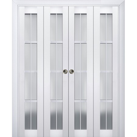 Sartodoors Sliding Closet Double Bi-fold Doors White Solid Core Modern Interior VEREGIO7412DBF-WS-96 x 84 (4* 24x84)