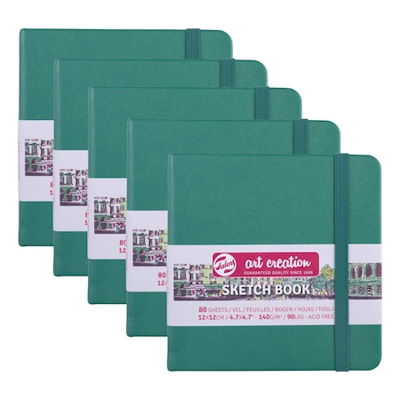 Talens Art Creation Sketchbook, 80 Sheets, 90lbs, Forest Green Cover, 4.7'' x 4.7'', 5PK 9314334M