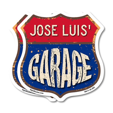 Signmission Jose Luis's Garage, 18 inch X 18 inch, Plastic Sign, 2PK SHI-P-2PACK-18-383-JOSE LUIS