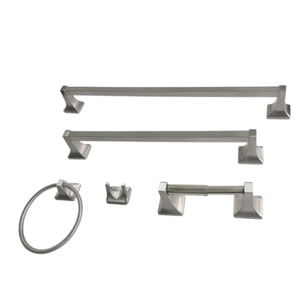 Kingston Brass 5-Piece 18" and 24" Towel Bars Bathroom Accessory Set, Brushed Nickel BAHK602124788