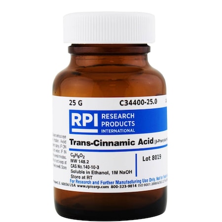 Rpi Trans-Cinnamic Acid B-Phenylacrylic acid, 25 Grams C34400-25.0