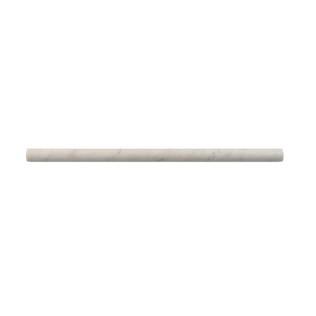 Apollo Tile White 1x12 Bianco Carrara Marble Honed Pencil Liner Tile Trim 0.5 sqft/case, 10PK APLMCA881HA