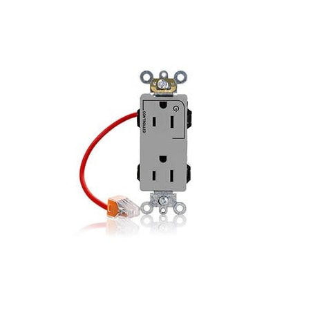 Leviton Straight Blade Receptacle, 5-15R, 15 A, 125V AC, Flush Mount, Self-Grounded M1626-1CG