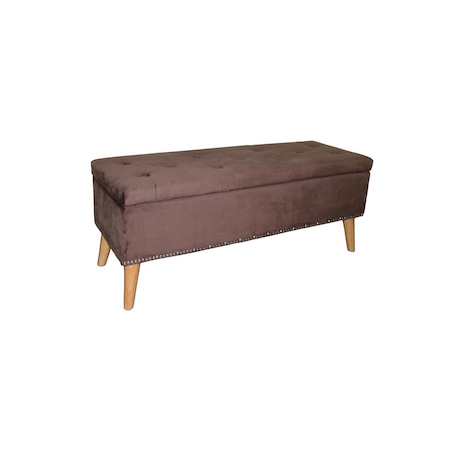 Homeroots Cozy Brown Suede Storage Bench 469344