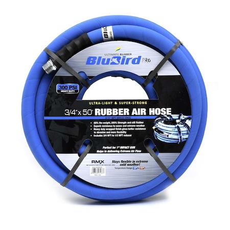 Rmx Industries Blubird Pro 3/4" x 50ft. Rubber Air Hose BLBBB3450