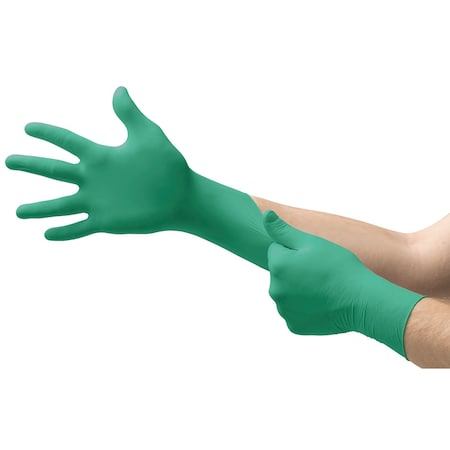 Ansell TouchNTuff 92-600, Disposable Gloves, 4.9 mil Palm, Nitrile, Powder-Free, 2XL, 90 PK, Green 92600