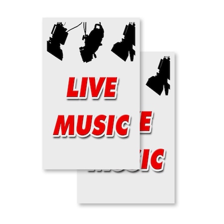 Signmission Live Music, Vinyl Decals Only 24 Inch x 36 Inch, Vinyl Decal, 2PK DSB-2436-2PACK-Live Music