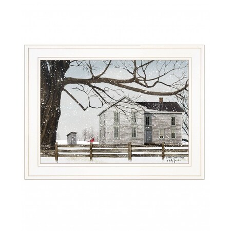 Homeroots A Little Snow House 2 White Framed Print Wall Art 407532