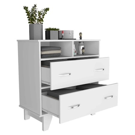 Homeroots 32" White Wood Two Drawer Dresser 477784