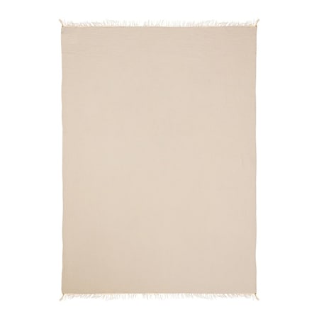 Homeroots 47" X 60" Beige Cotton Woven Turkish Towel Throw Blanket with Fringe 548869