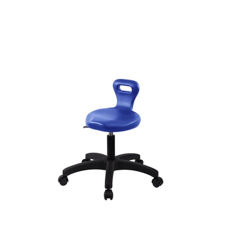 Blue Ridge Ergonomics Polyurethane Serpent Stool - Desk Height with Casters in Blue Polyurethane PSPDHSL-RG-RC-BLU