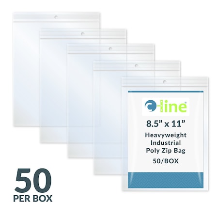 C-Line Products 8-1/2" x 11" Heavyweight Industrial Poly Zip Bags, 50/BX 47911