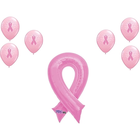 Loonballoon 36 Inch Breast Cancer Awareness Pink Ribbon Balloon Set Luftballoon-96997