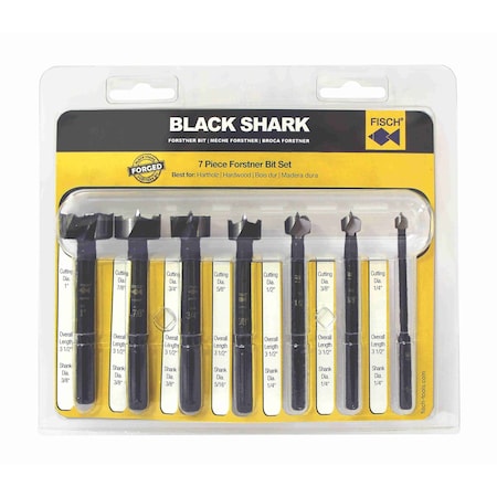 Fisch Black Shark 7 Pc Imperial Set In Blister Incl. 1/4 in - 1 in Dia 031BSI007KL01