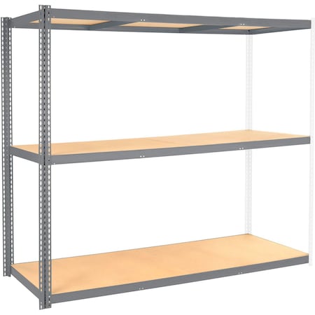Global Industrial 3 Shelf Standard Duty Boltless Shelving Add On 72"Wx36"Dx60"H, Wood Deck B3153457