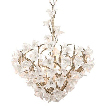 Corbett Lighting Lily 6 Light Chandelier 32 In. Enchanted Silver Leaf 211-47-SGL