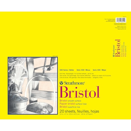 Strathmore 300 Series Bristol Pad, Smooth Finish, Tape Binding, 20 Sheet, 14x17 inch P342-14-1